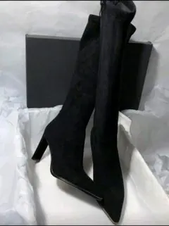 ブラックスエードロングブーツ