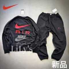 【Ｍサイズ】NIKE上下セットアップ　黒スウェット　スウォッシュ　裏起毛　新品