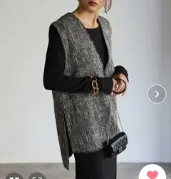 早い者勝ち【美品】 ボンジュールサガン ベスト Vネックツイードベスト