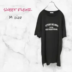 SWEET FLEUR Tシャツ ロゴ入り 半袖 ブラック M 送料無料 古着