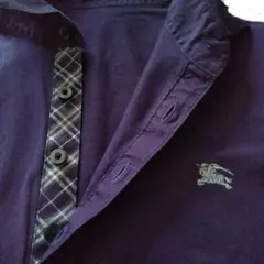 ✨バーバリーブラックレーベル ポロシャツ 異素材ドッキング　チェック　ロゴ　М