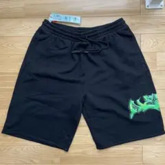 新品 Lサイズ OFF-WHITE スウェット ハーフパンツ ブラック 黄緑のサムネイル