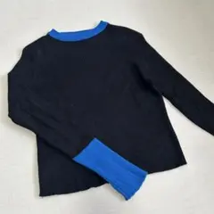 バイカラー リブ ニット ブラック ブルー アームウォーマー 黒 青