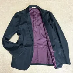 ニコルクラブ 黒テーラードジャケット ストライプ