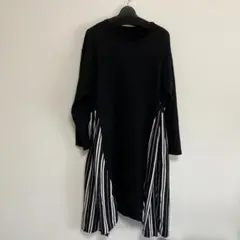 黒とストライプの長袖カットソーワンピース