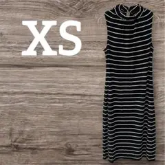 美品❣️一点物✨【XS】ストライプ ノースリーブ ロングワンピース