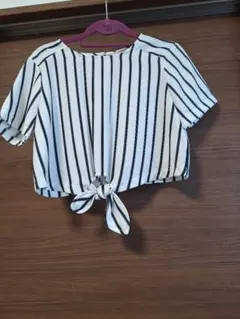 ストライプ クロップドシャツ 半袖