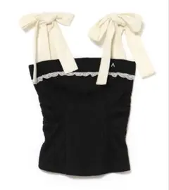 ANDMARY Samantha ribbon tops　black