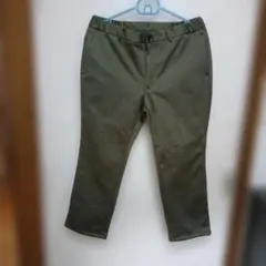 メンズオリーブグリーン 厚手ゴム入り 裏起毛ポリエステルパンツ