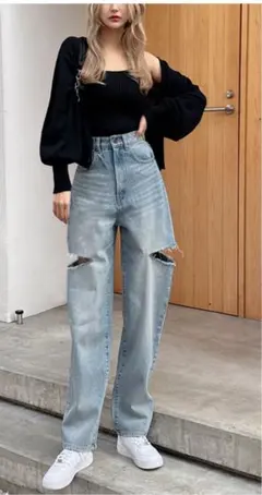 GRL 人気完売‼️スリットデニムワイドパンツ　S 新品未使用