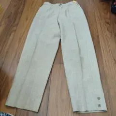 ベージュ ワイドパンツ ゴム入り