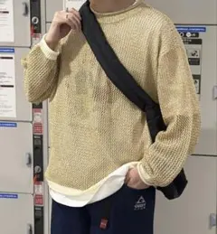 CPCM メッシュニットプルオーバー　マスタードのサムネイル
