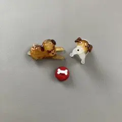 ガラス　犬　骨付きご飯　 ケンカしないでわけわけしてね♡