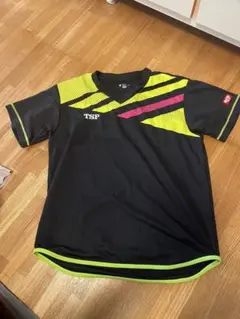 TSP 卓球用ショートスリーブウェア 黒/黄緑