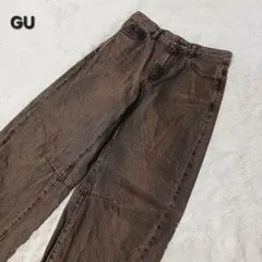 極美品★GU バレルレッグジーンズ ブラウン