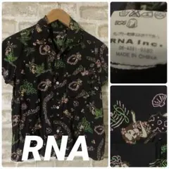 RNA レディースM アロハシャツ　半袖シャツ　フラダンス　音符　椰子の木のサムネイル