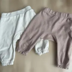 ベビー 80 モンキーパンツ 2枚セット アイボリー ピンク ボトムス ズボン