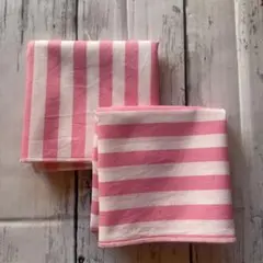 ハンドメイド　ランチクロス　ランチョンマット　ピンク　ストライプ　ボーダー　2枚