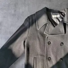PEAK◆ブラック ダブルブレスト ピーコート11ARM〜L相当 上品シルエット