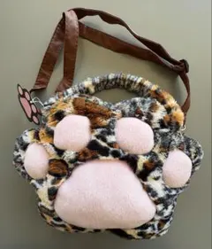 肉球デザイン レオパード柄 ショルダーバッグ