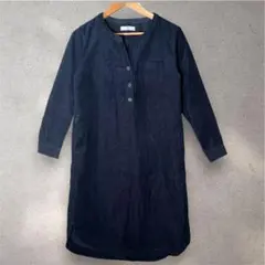 【サニーレーベル】コーデュロイ ワンピース 紺(Free)綿100%