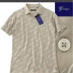 新品 ジーステージ GOLF ダブルジャガード ロゴ ポロシャツ M ベージュ