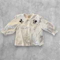 petit main ミッキー ミニー 刺繍 シャツ 90