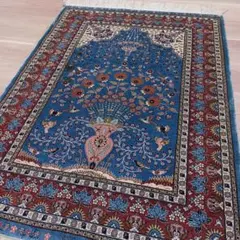 Y3097トルコ ヘレケ絨毯 工房サイン入り シルク 手織り132万ノット