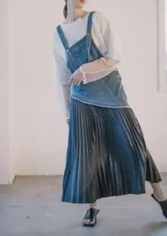 ☆お値下☆アウラアイラ デニムオーバーオールリメイクジャンパースカート