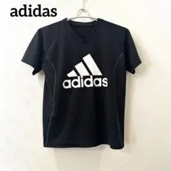 adidas アディダス ビッグロゴVネック　ドライ半袖Tシャツ