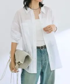 新品✨リヴドロワ　コットンローンシアーシャツ　ホワイト　ブラウス　定価約1.6万のサムネイル
