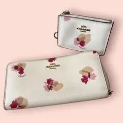 COACH 花柄 長財布　カードケースセット
