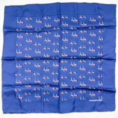 HERMES エルメス カレ45 馬柄 ネイビー系 スカーフ タグあり 美品