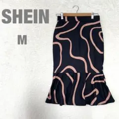SHEIN/シーイン タイトフレアスカート ひざ丈 タイト 綺麗め 大人 黒 M
