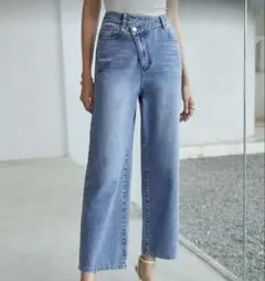 MOTF PREMIUM オーバーラップウエスト ワイドパンツ　ジーンズ