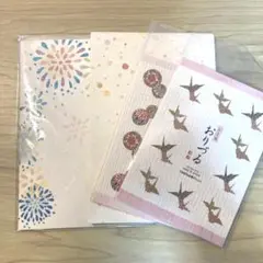 ポストカード（花火と水玉）＆和風シール付き
