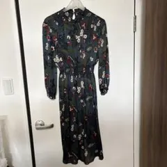 【美品】ZARA BASIC ネイビー フローラル ワンピース M