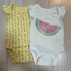 【美品】ベビーGAP ロンパース フルーツ柄 ホワイト イエロー 夏 80cm