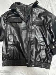 ブラック合成皮革ジャケット