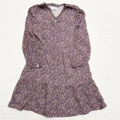 ZARA 長袖小花柄ワンピース 140 パープル系