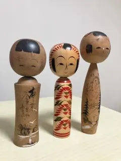 中型 手描きこけし人形 3体セット