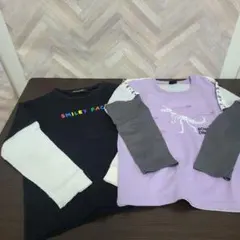 130cm トレーナー 2枚セット 薄手 スマイル 恐竜 重ね着