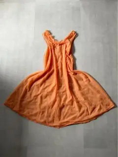 アンティーク ビンテージ 70s USA オレンジ 袖なし ワンピース ドレス
