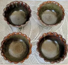 小石原焼✾秀山窯✾輪花型鉢セット✾未使用のサムネイル
