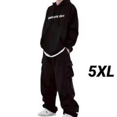 カーゴパンツ 　メンズ　ワーク 　韓国 　ワイド　 黒 　ブラック　5XL　秋冬