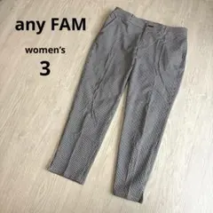 【エニィファム】チェック柄 テーパードパンツ スラックス ワイドパンツ L 美品