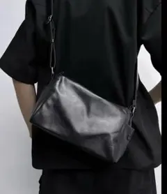 【メンズ 】クロスボディ ショルダーバッグ レザー ブラック