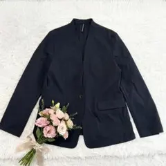【極美品】ユナイテッドアローズ XL ノーカラー ジャケット ネイビー