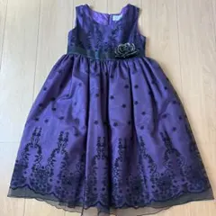 紫 花柄刺繍 ドレス 140cm