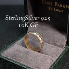 良品　ヨンドシー　K10 silver コンビリング　ウェーブ　2連風　クロス 良品 ヨンドシー K10 silver コンビリング ウェーブ 2連風